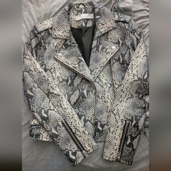 IRO Ashville Snake‎ Embossed Leather Moto Jacket - Picture 3 of 7